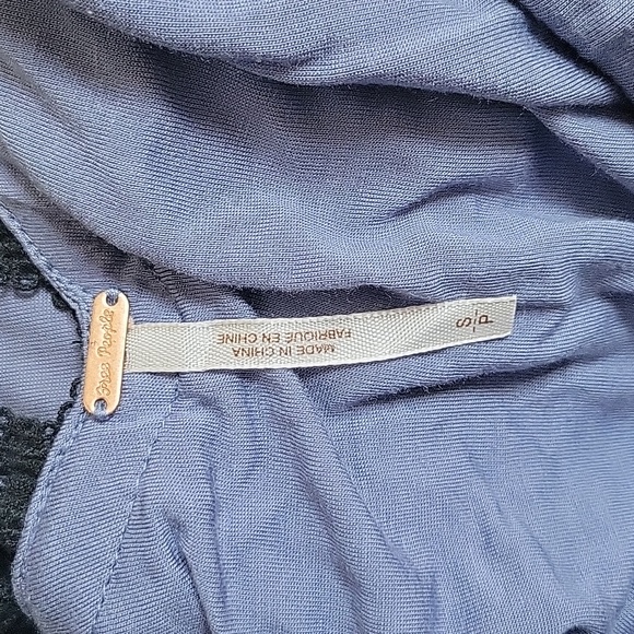 Gorgeous Free People Periwinkle & Black Crochet Maxi Dress S  Strappy Back - Picture 9 of 11